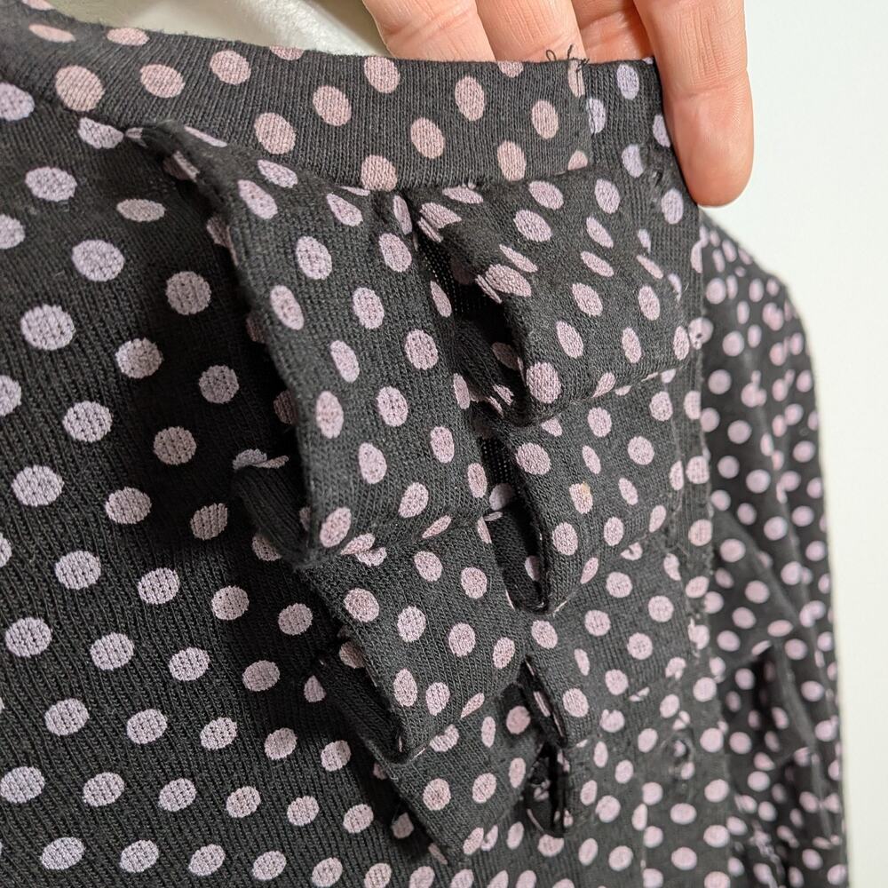 Vintage Polkadot Cardigan Top S Black Ruffle Twee Y2K Retro Glam Secretary 3/4 - Picture 4 of 9